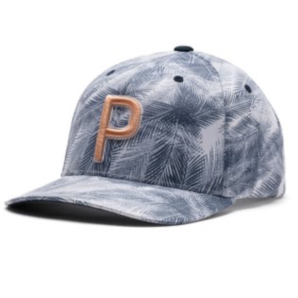 Puma Blue Palm Pattern Cap with Orange Logo